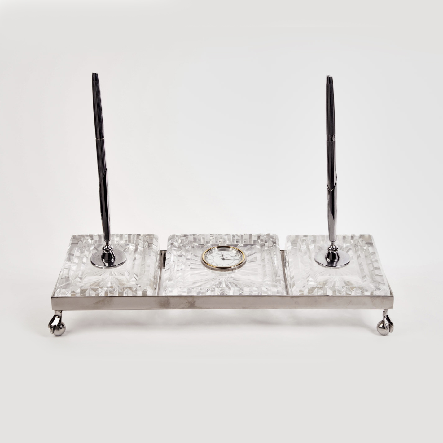 Waterford Crystal Pen And Clock Desk Set Ebth