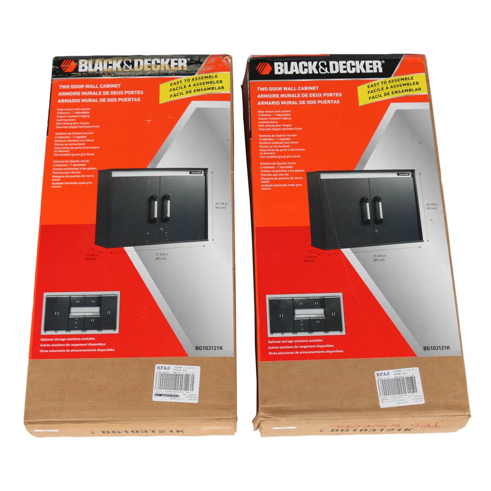 Set Of Two Black Decker Wall Cabinets Ebth