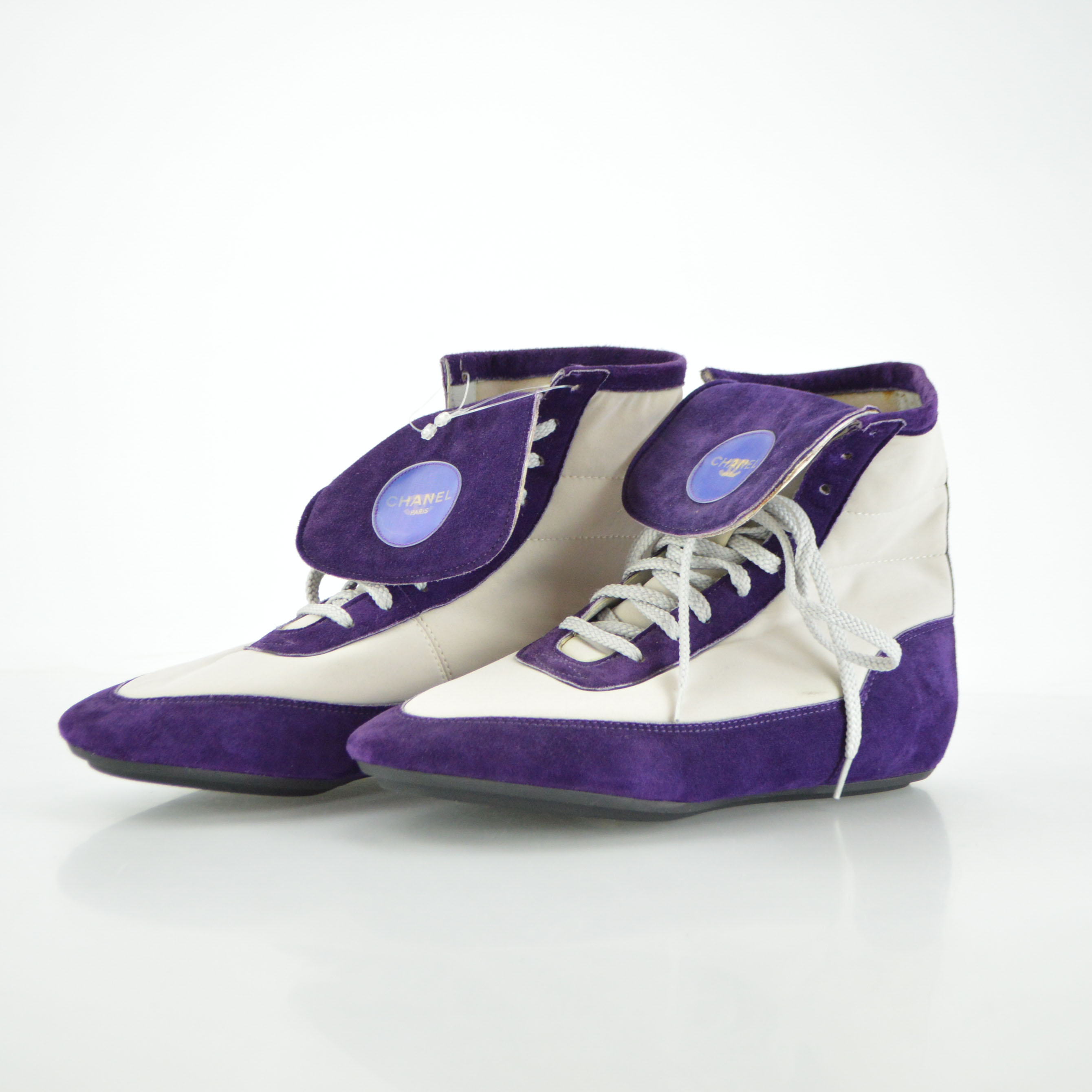 CHANEL Nylon Lambskin Suede Calfskin CC Sneakers 37 Green Purple Pink  1245267  FASHIONPHILE