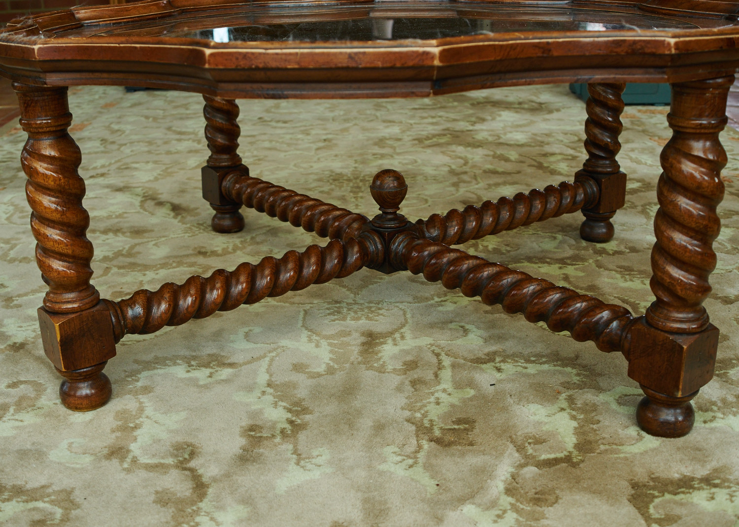 Scalloped Edge Glass Top Coffee Table | EBTH