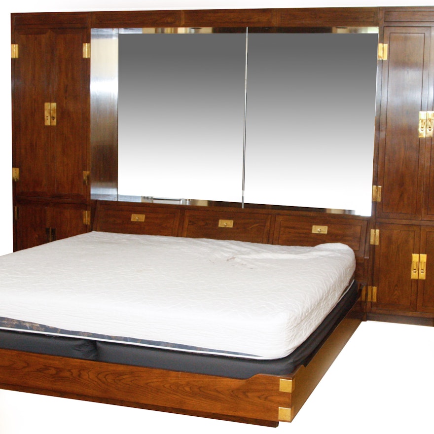 henredon scene one campaign king bed and storage : ebth