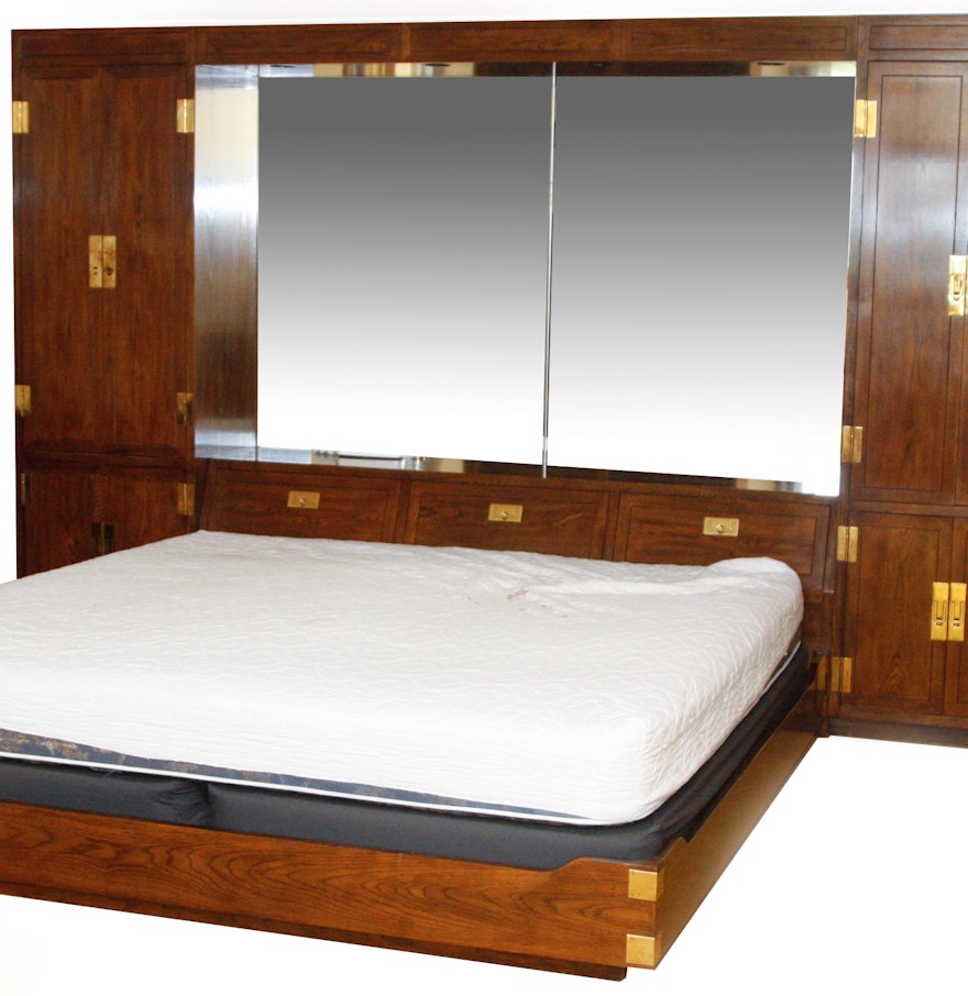 Henredon Scene One Campaign King Bed and Storage : EBTH