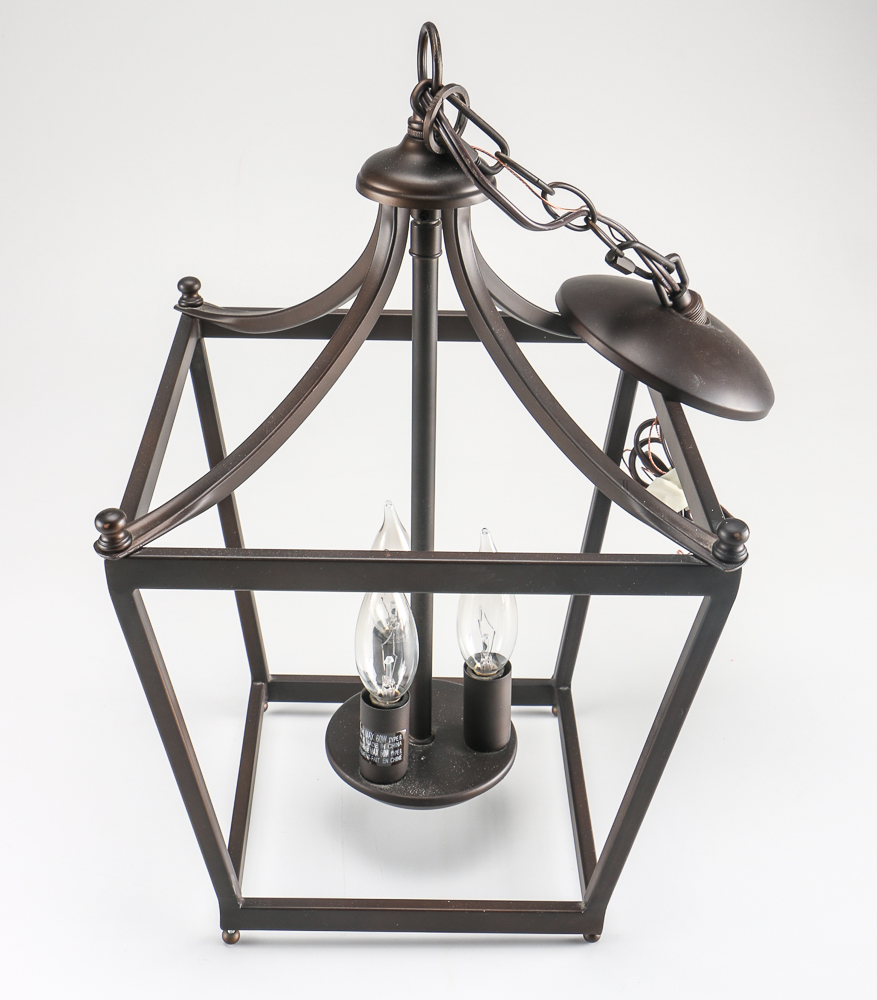 Pair Of Brown Pendant Lamps