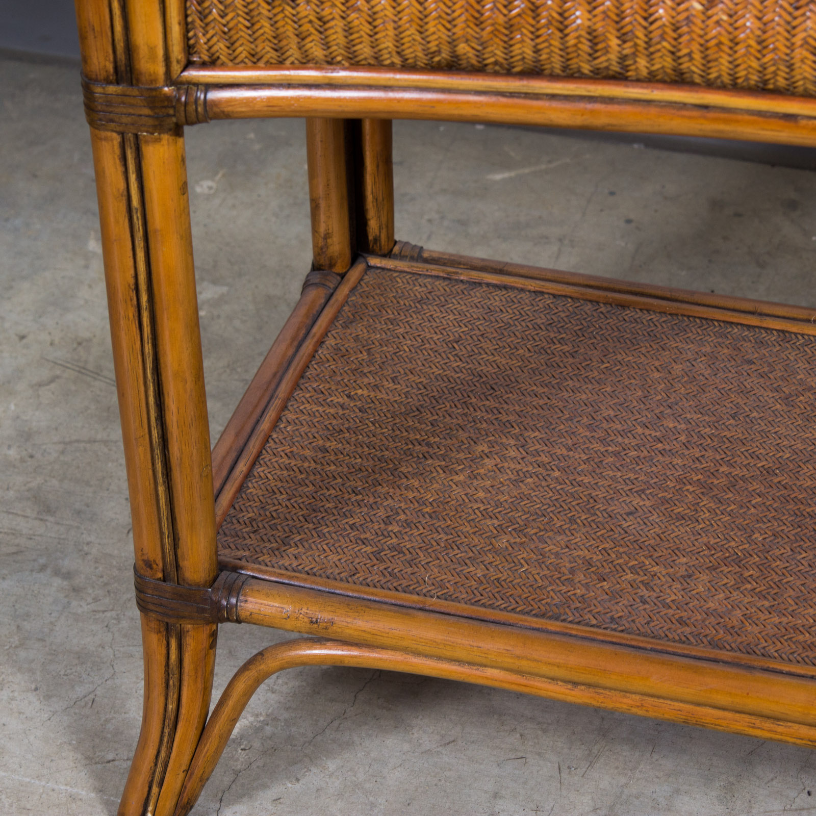 Glass Top Wicker Sofa Table EBTH