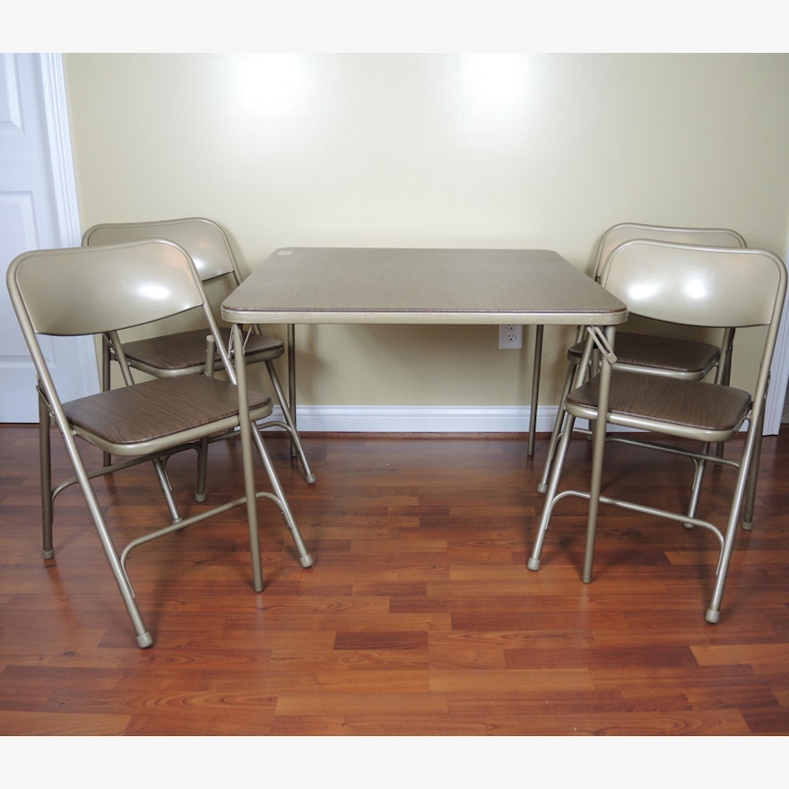Vintage Samsonite Card Table And Folding Chairs
