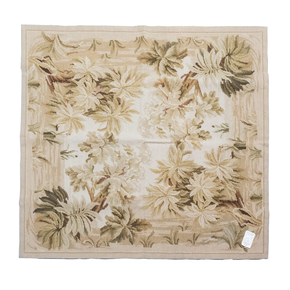 Vintage Wool Needlepoint Accent Rug EBTH