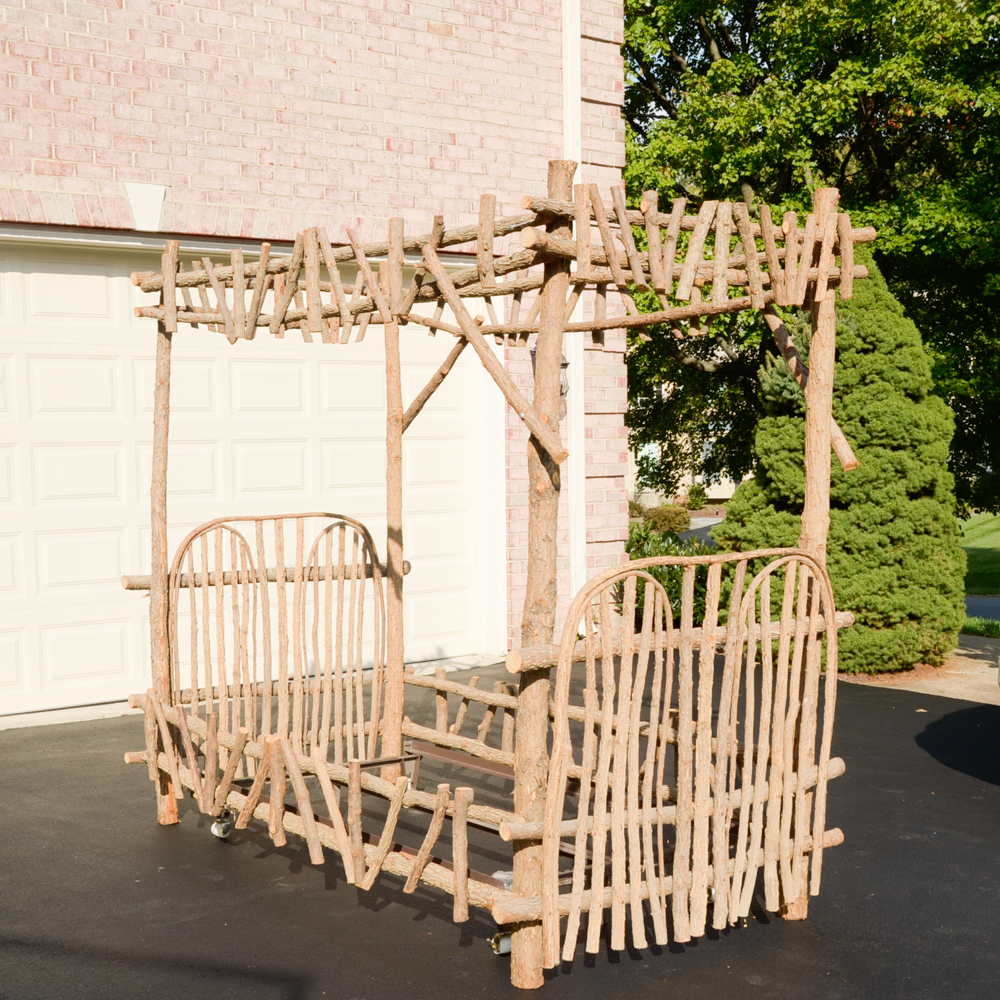 Rustic Twin Size Tree Branch Canopy Bed Frame EBTH