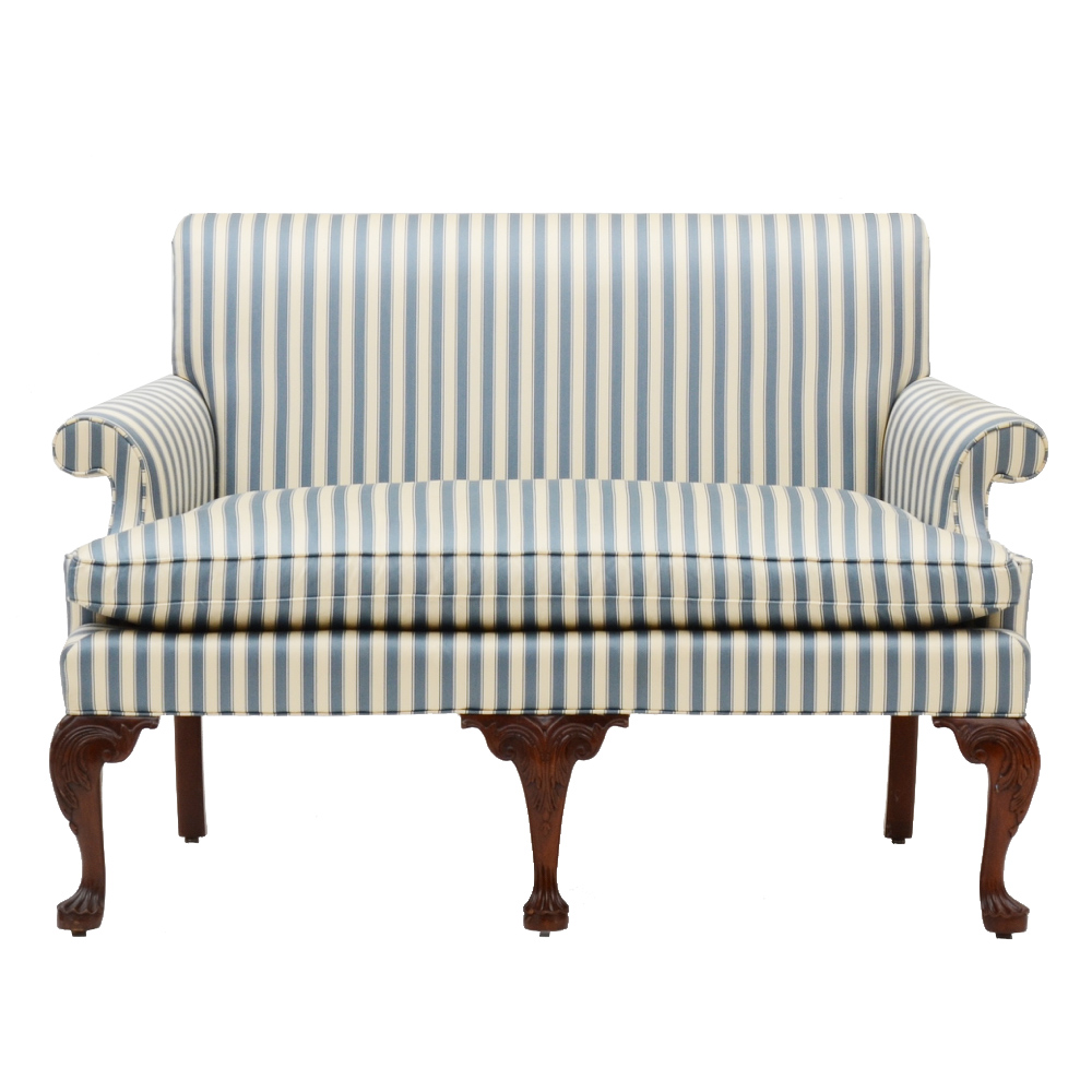 Blue and White Striped Loveseat EBTH