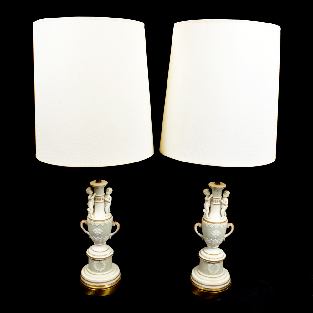 Two Vintage Bisque Table Lamps EBTH