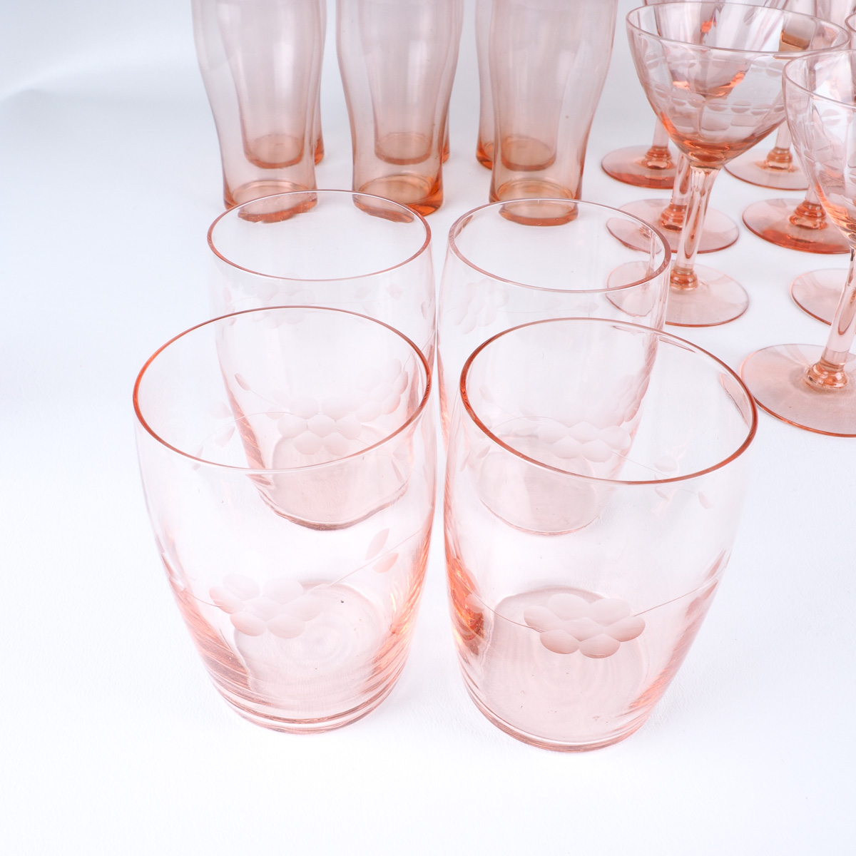 Vintage Pink Glass Stemware EBTH