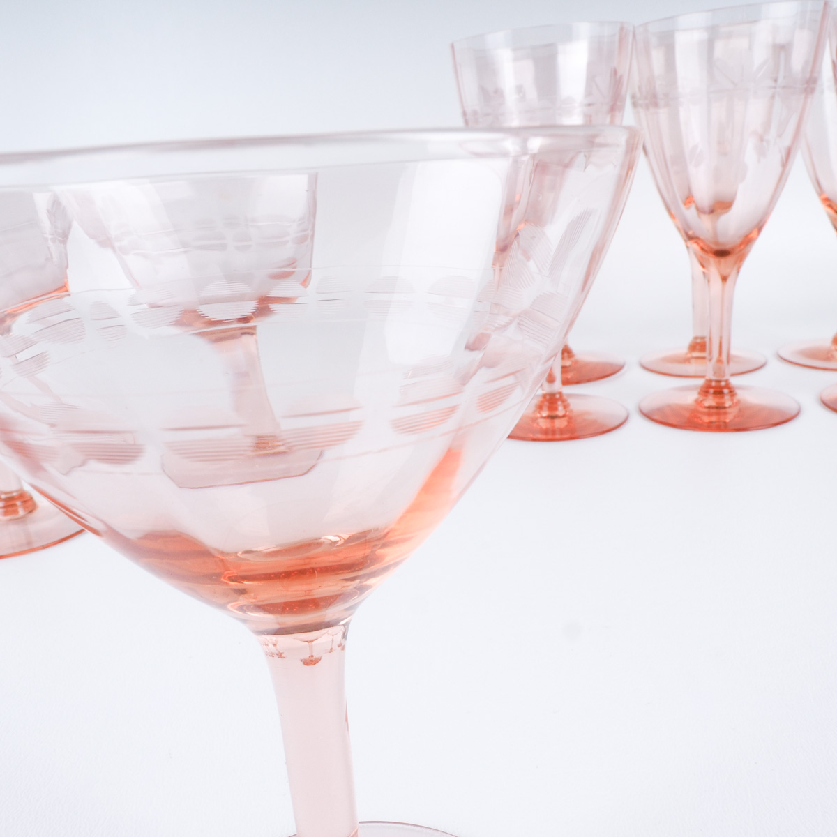 Vintage Pink Glass Stemware EBTH