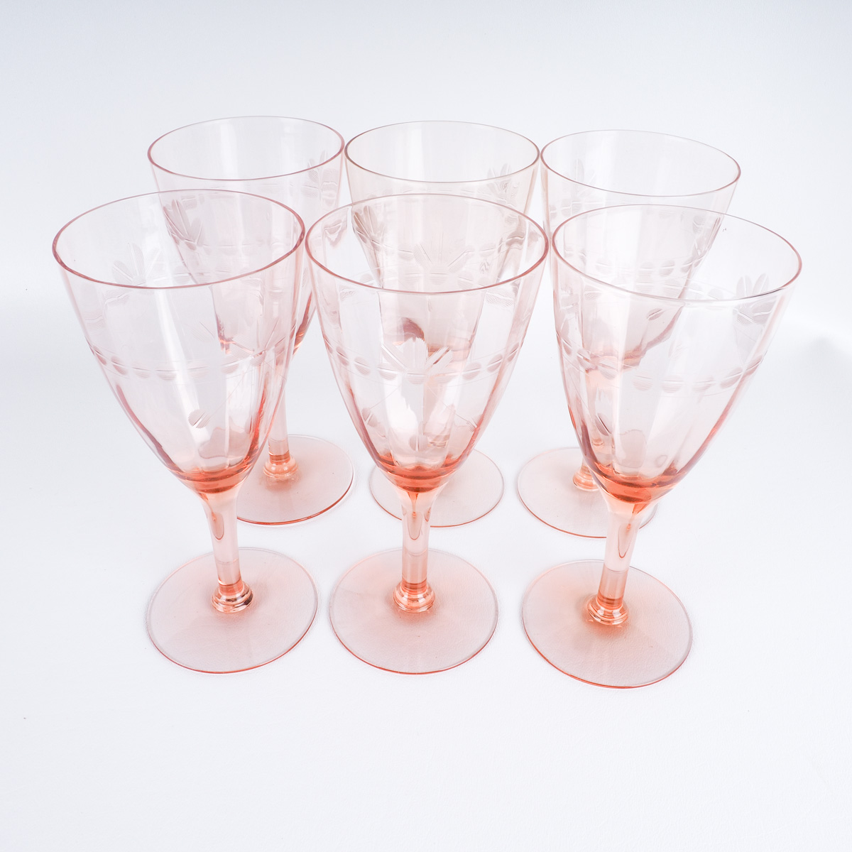 Vintage Pink Glass Stemware EBTH