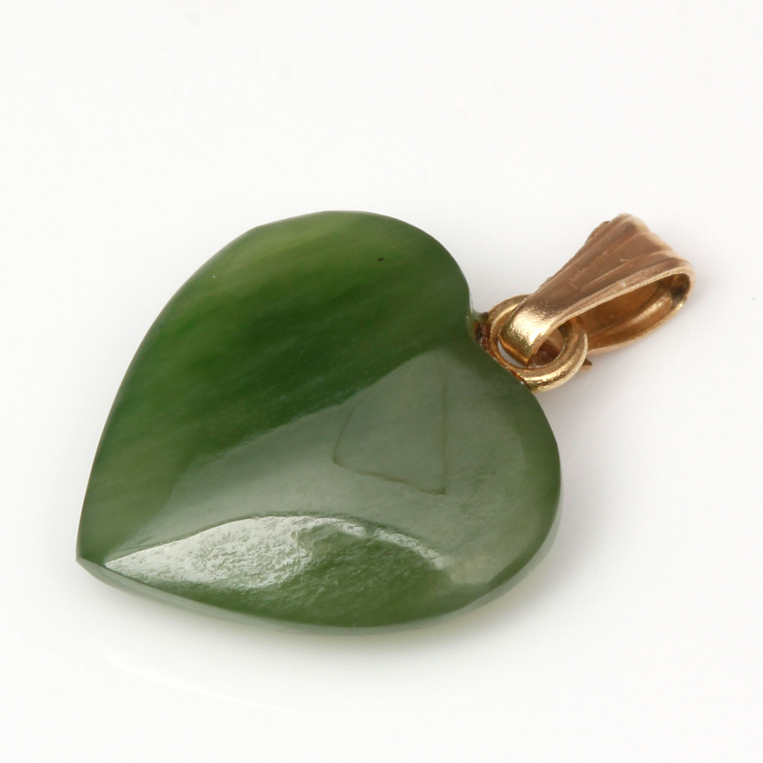 14K Yellow Gold Jade Heart Pendant EBTH