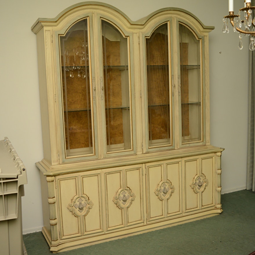 Vintage Stanley Furniture Blonde Finish China Cabinet Ebth