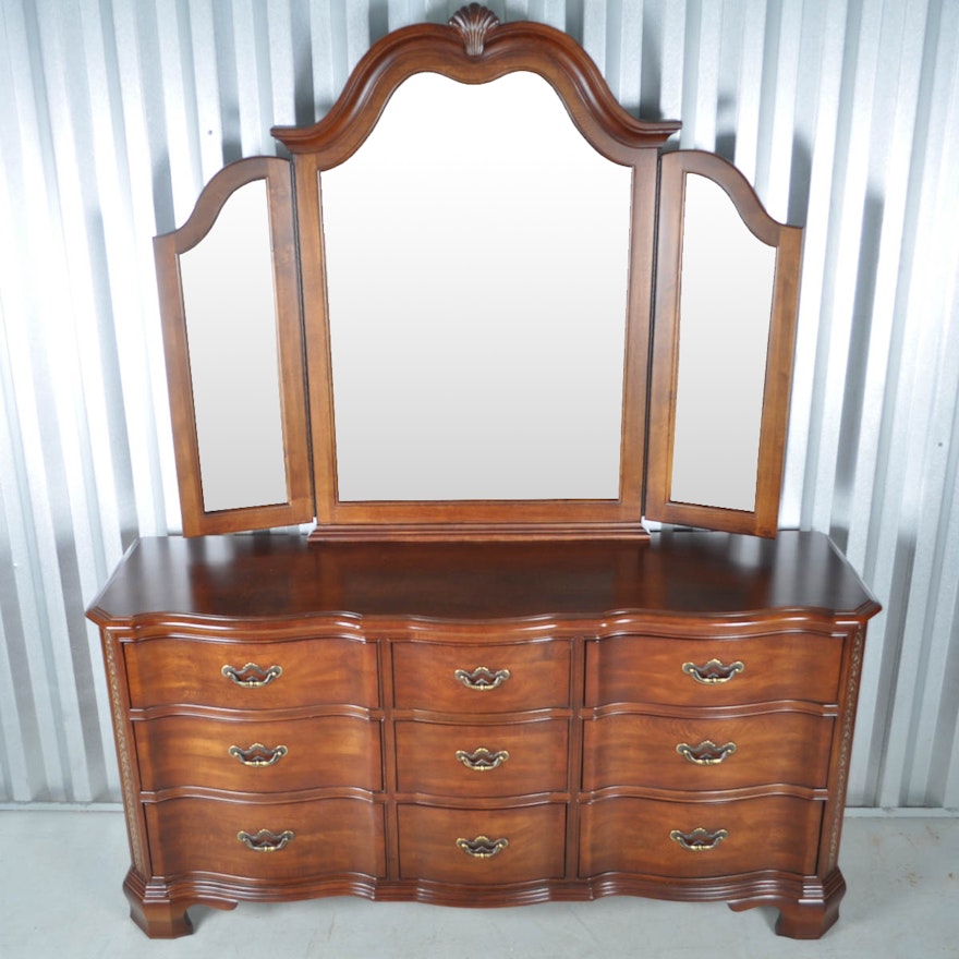 American Drew Dresser With Tri Fold Mirror Ebth