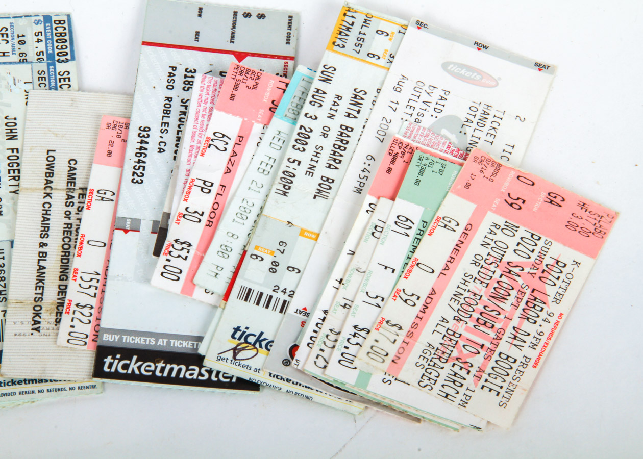 Collection of Concert Ticket Stubs EBTH
