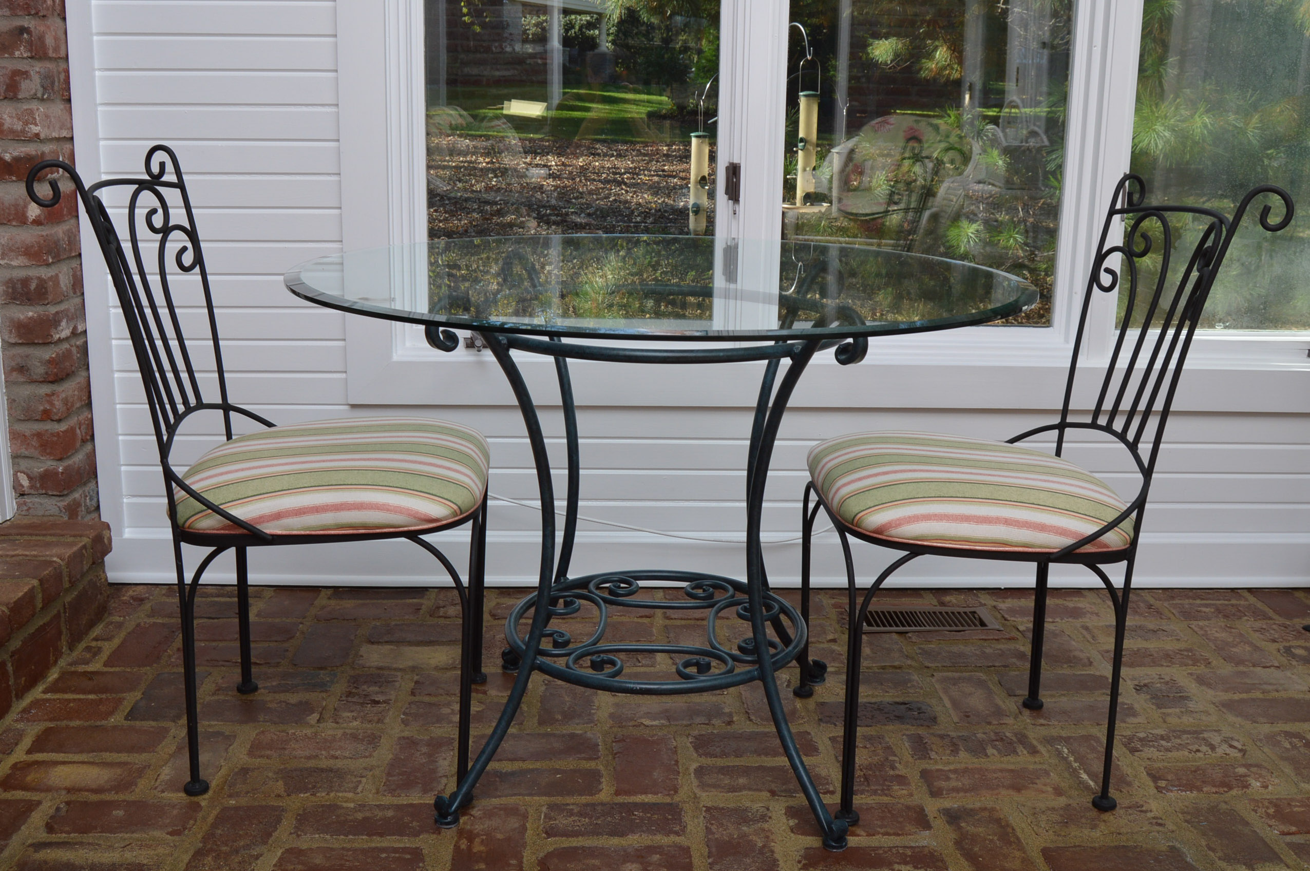 Glass Top Bistro Table with Two Chairs | EBTH