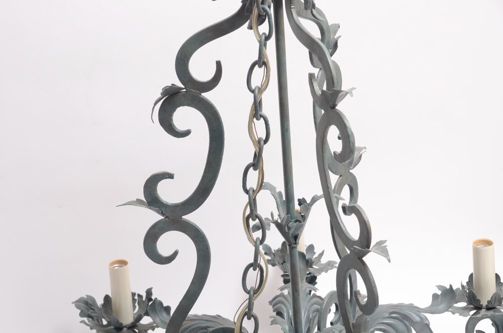 Stamped Metal Acanthus Leaf Chandelier | EBTH
