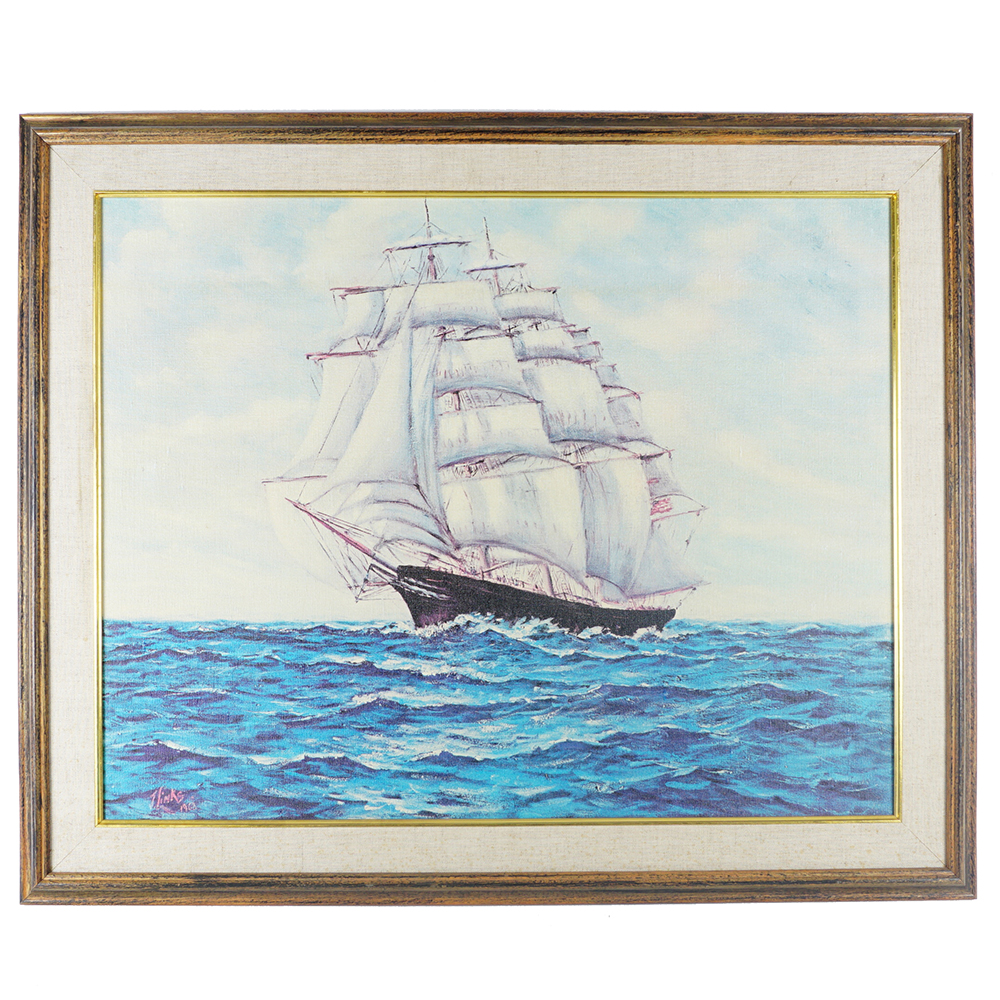 J. Links Framed Ship Painting Gicleé Print EBTH