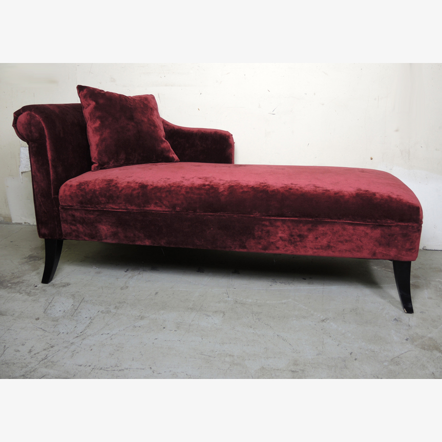 Maroon Chenille Chaise Lounge Chair Ebth