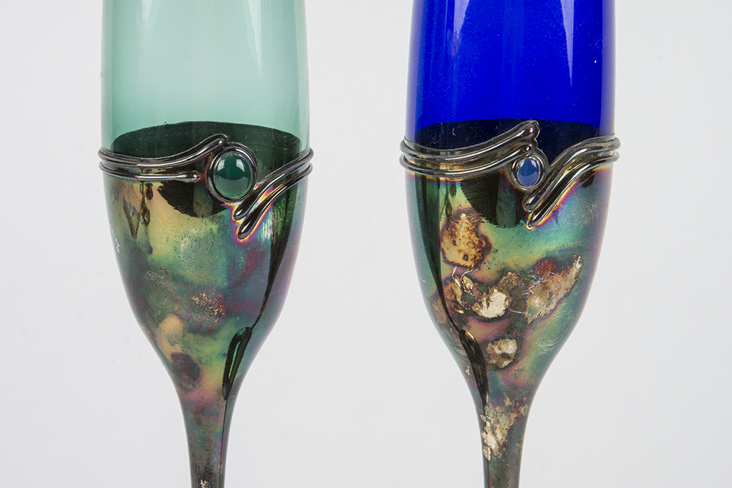 David Barak Israeli Blown Glass and Silver Artisanal Glassware EBTH