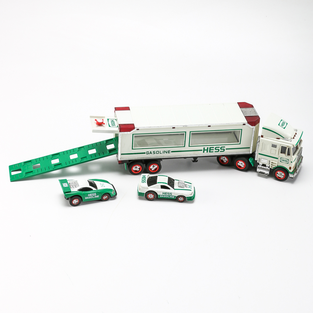 hess toy truck and race car