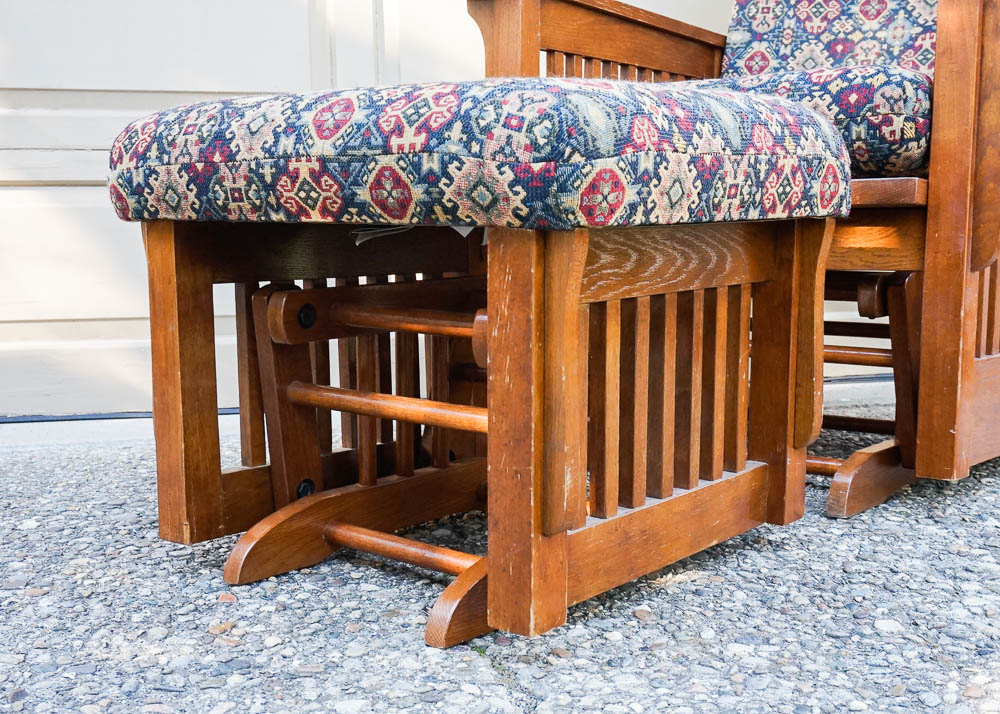 Mission Style Oak Glider and Ottoman EBTH