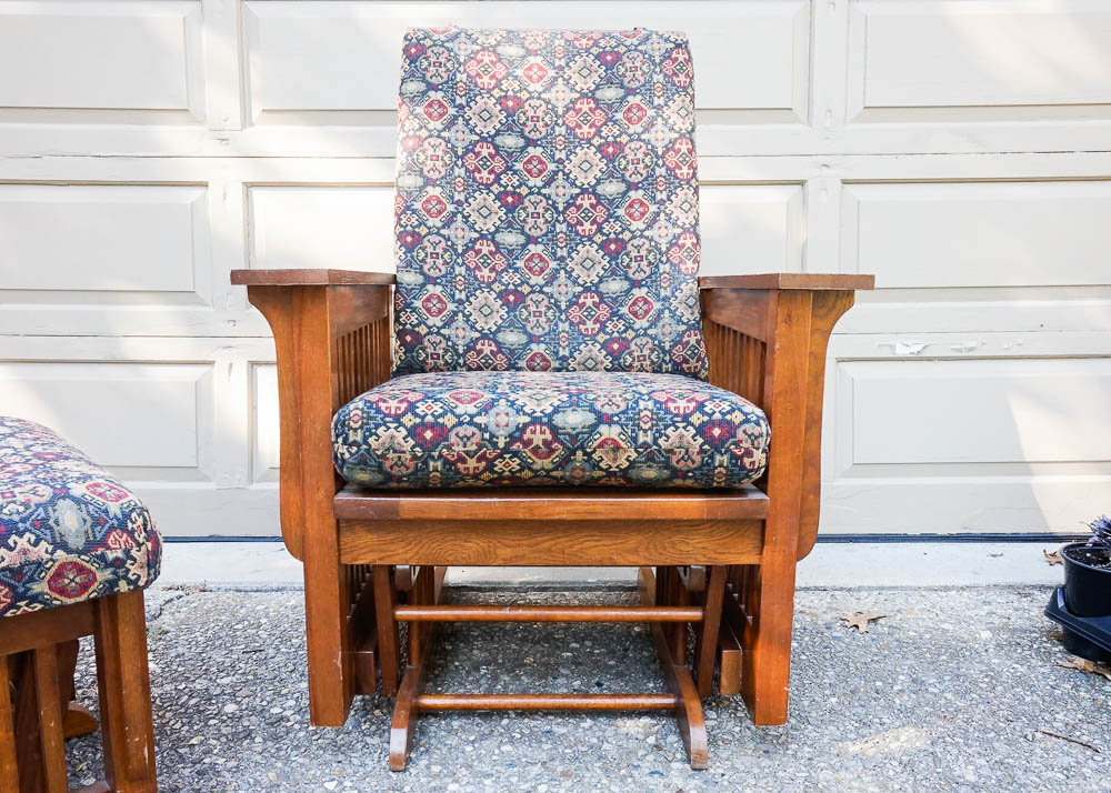 Mission Style Oak Glider and Ottoman EBTH