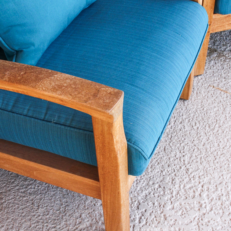 Pair of Contemporary Gloster Teak Patio Armchairs