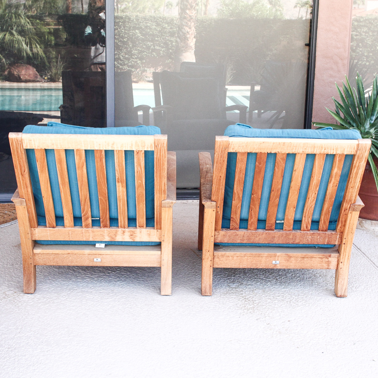 Pair of Contemporary Gloster Teak Patio Armchairs