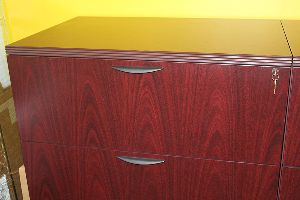 Wood Finish Three Drawer Long File EBTH