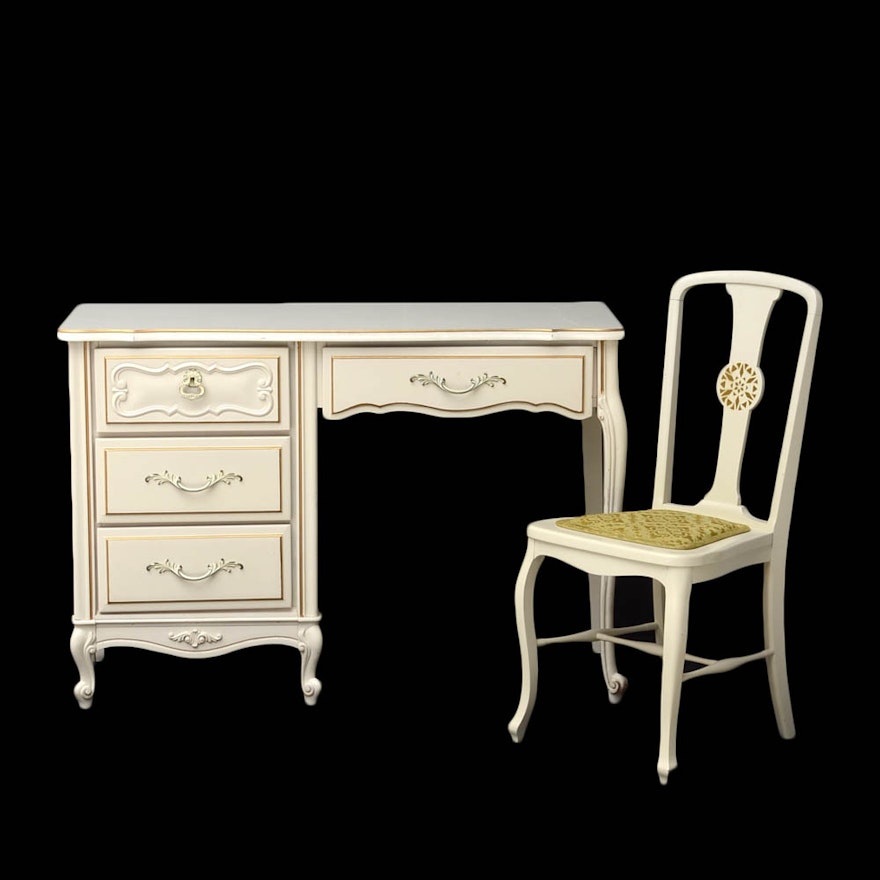 Dixie Vintage French Provincial Desk With Chair Ebth Dixie Vintage French Provincial Desk With Chair