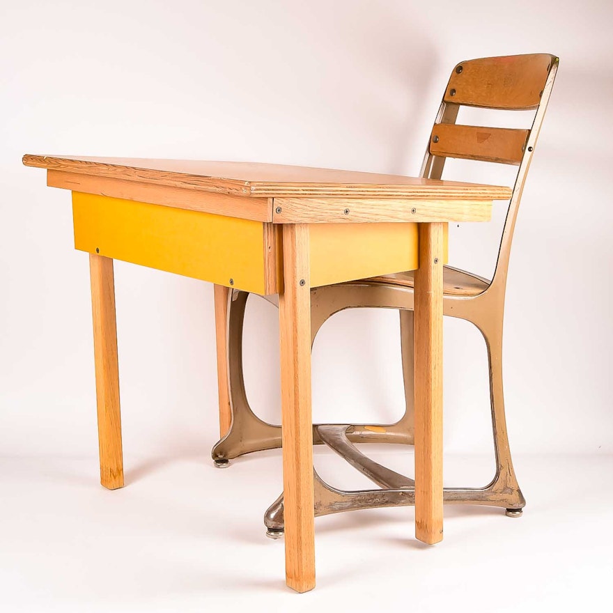 Vintage Children S School Desk And Chair Ebth