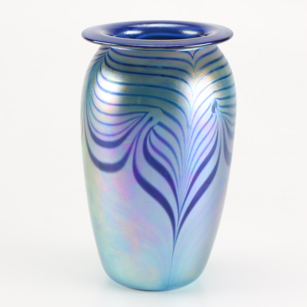 Signed Eickholt Glass Vase Ebth