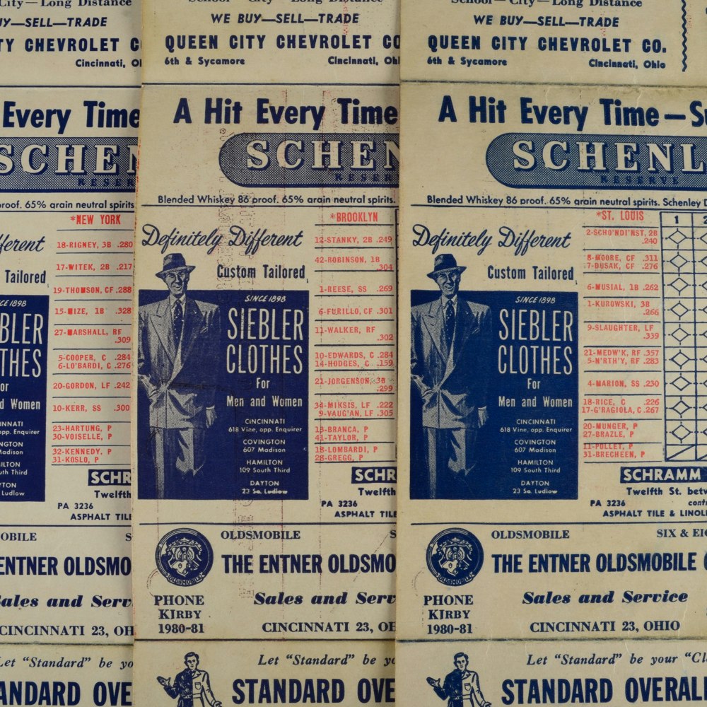 1947 Cincinnati Reds Scorecards with One Ticket Stub | EBTH