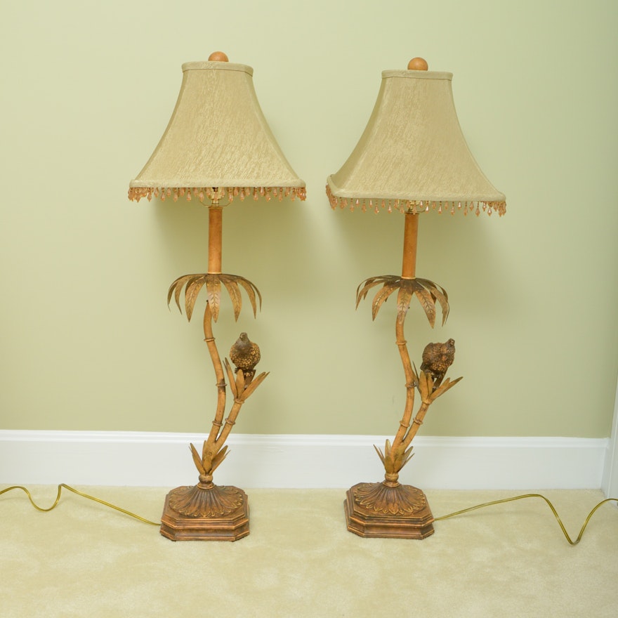Bird and Palm Lamp Pair by Berman : EBTH