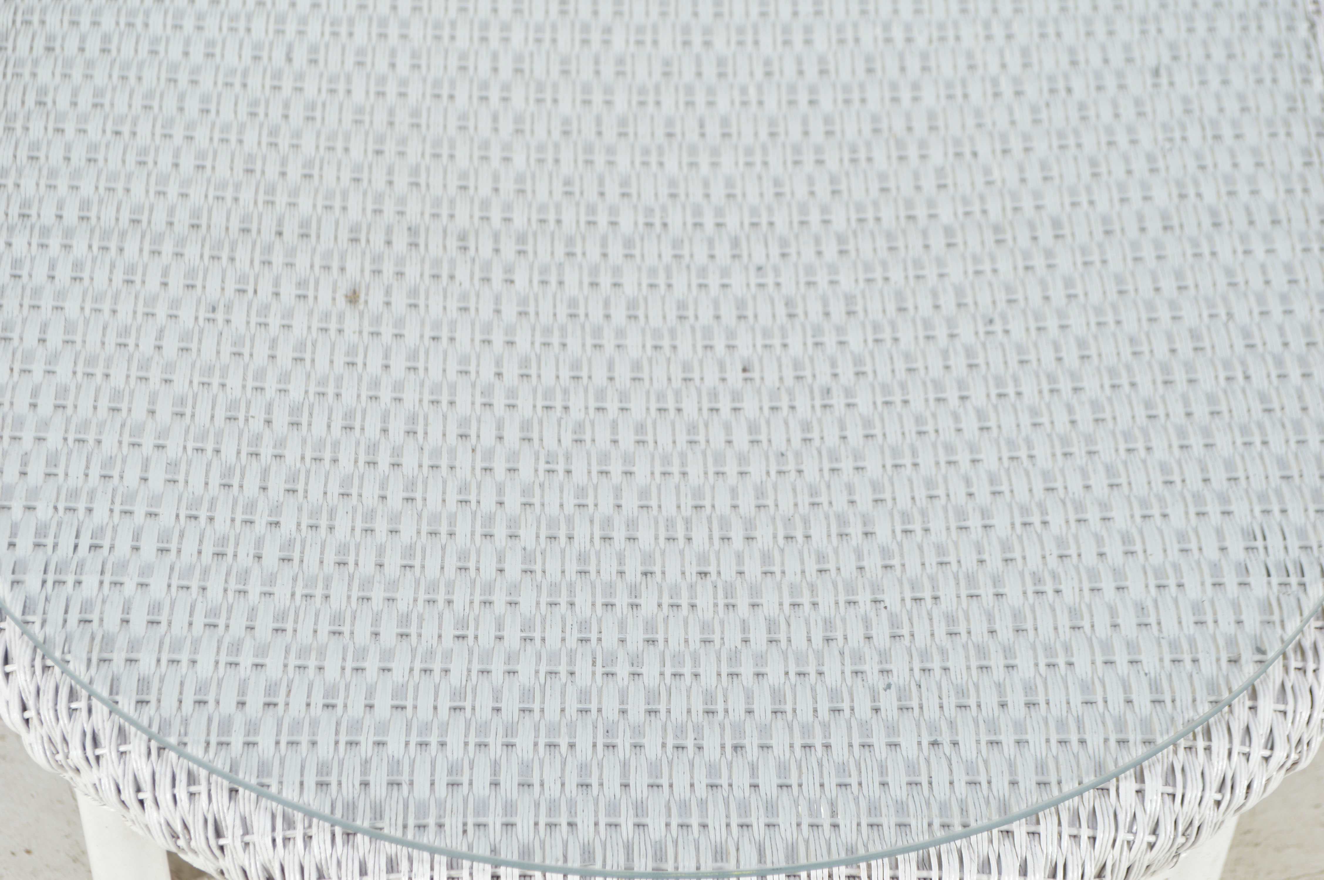 White Wicker Patio Sofa and Coffee Table EBTH