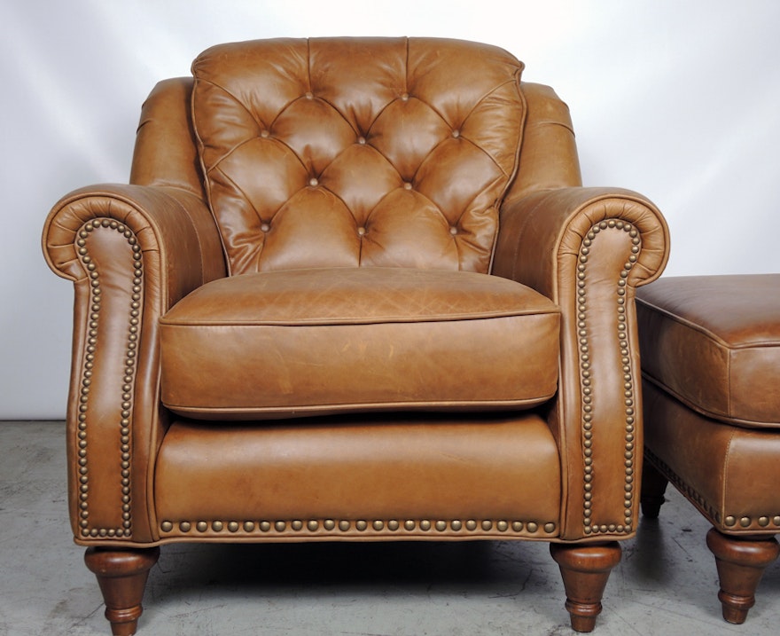 Leather Chair and Ottoman | EBTH