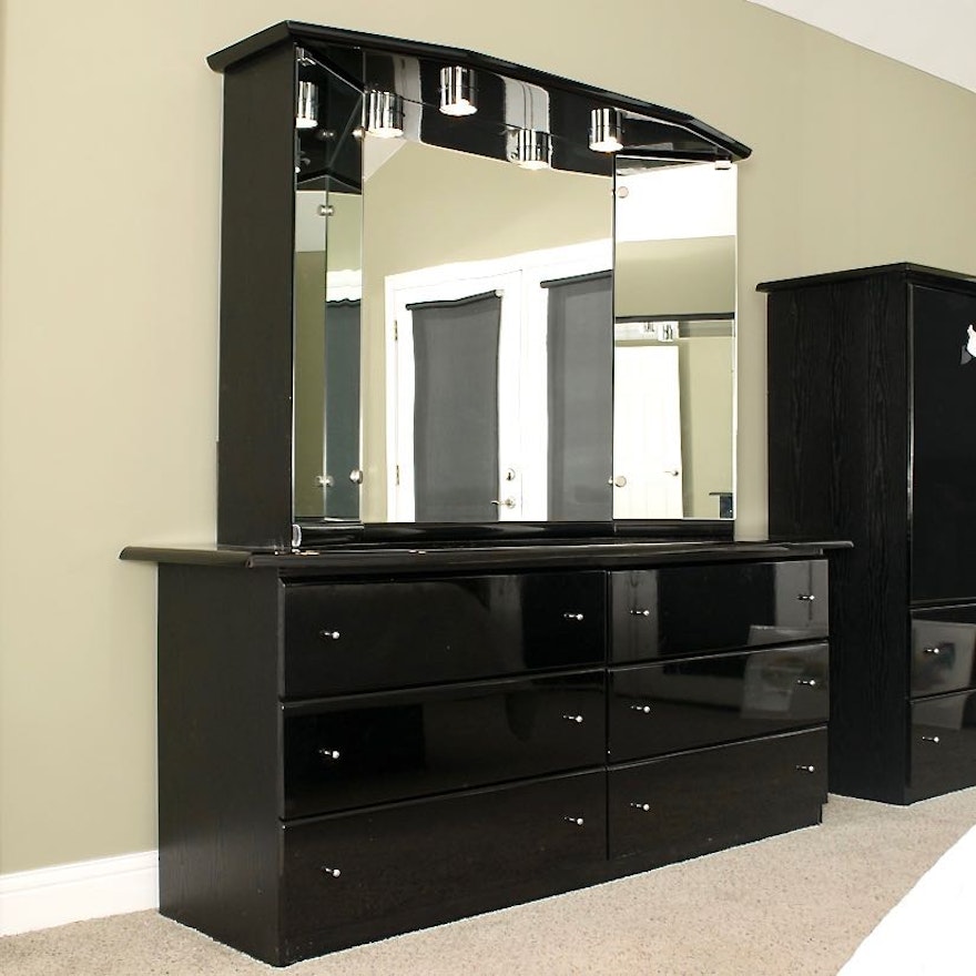 Millenium Black Lacquer Dresser With Mirror Ebth