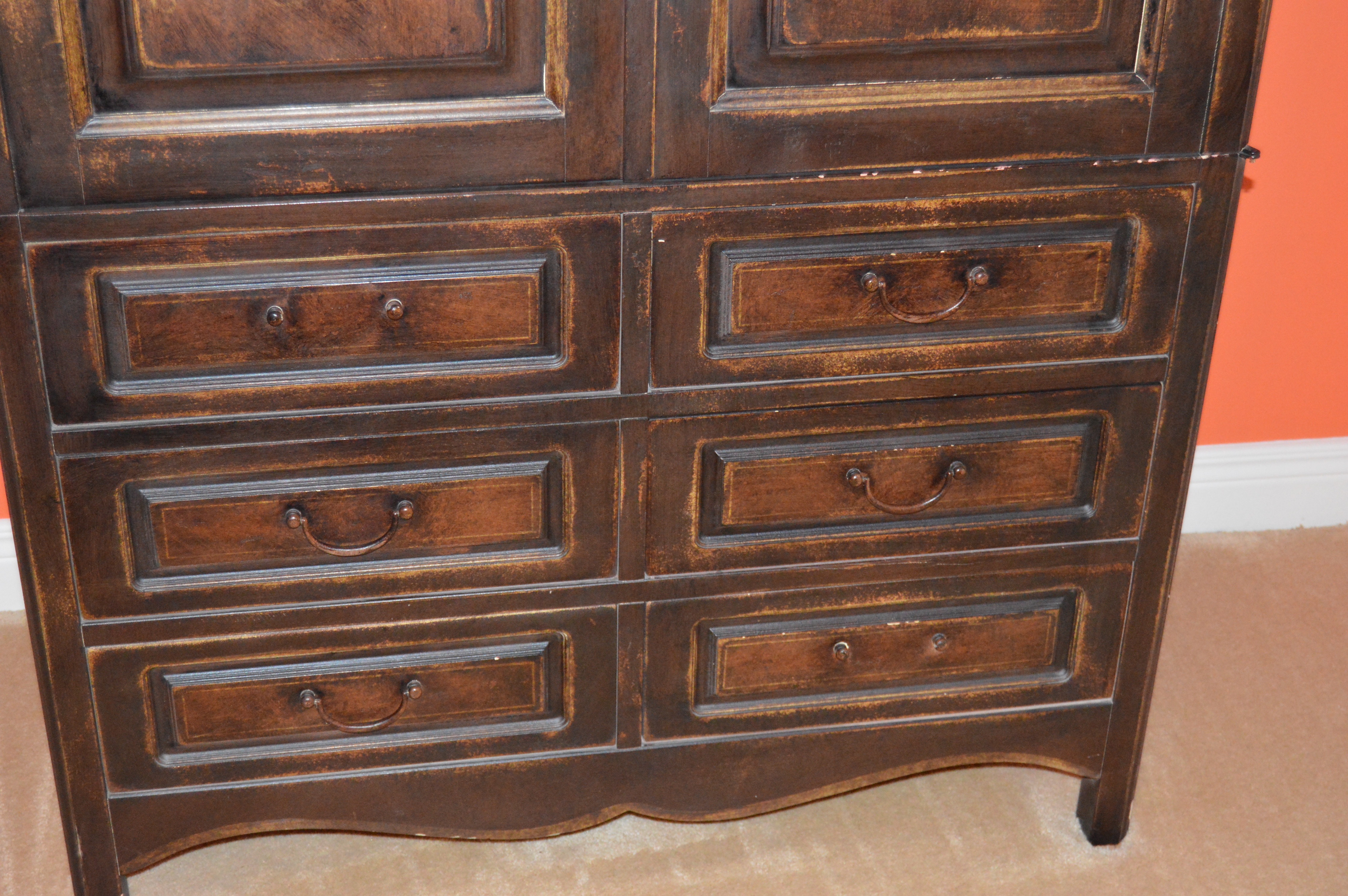 Stenciled Wood Armoire EBTH