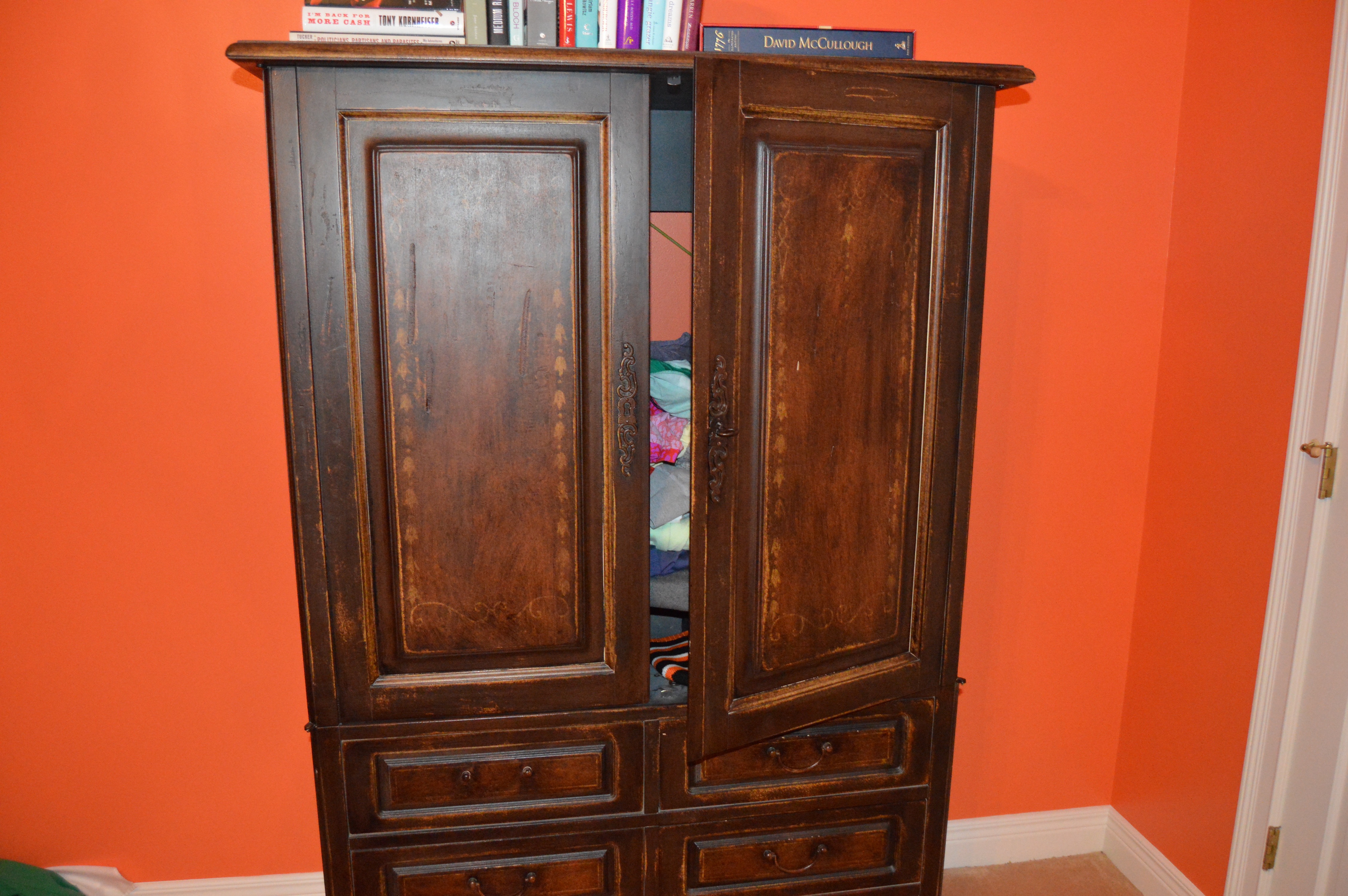 Stenciled Wood Armoire EBTH