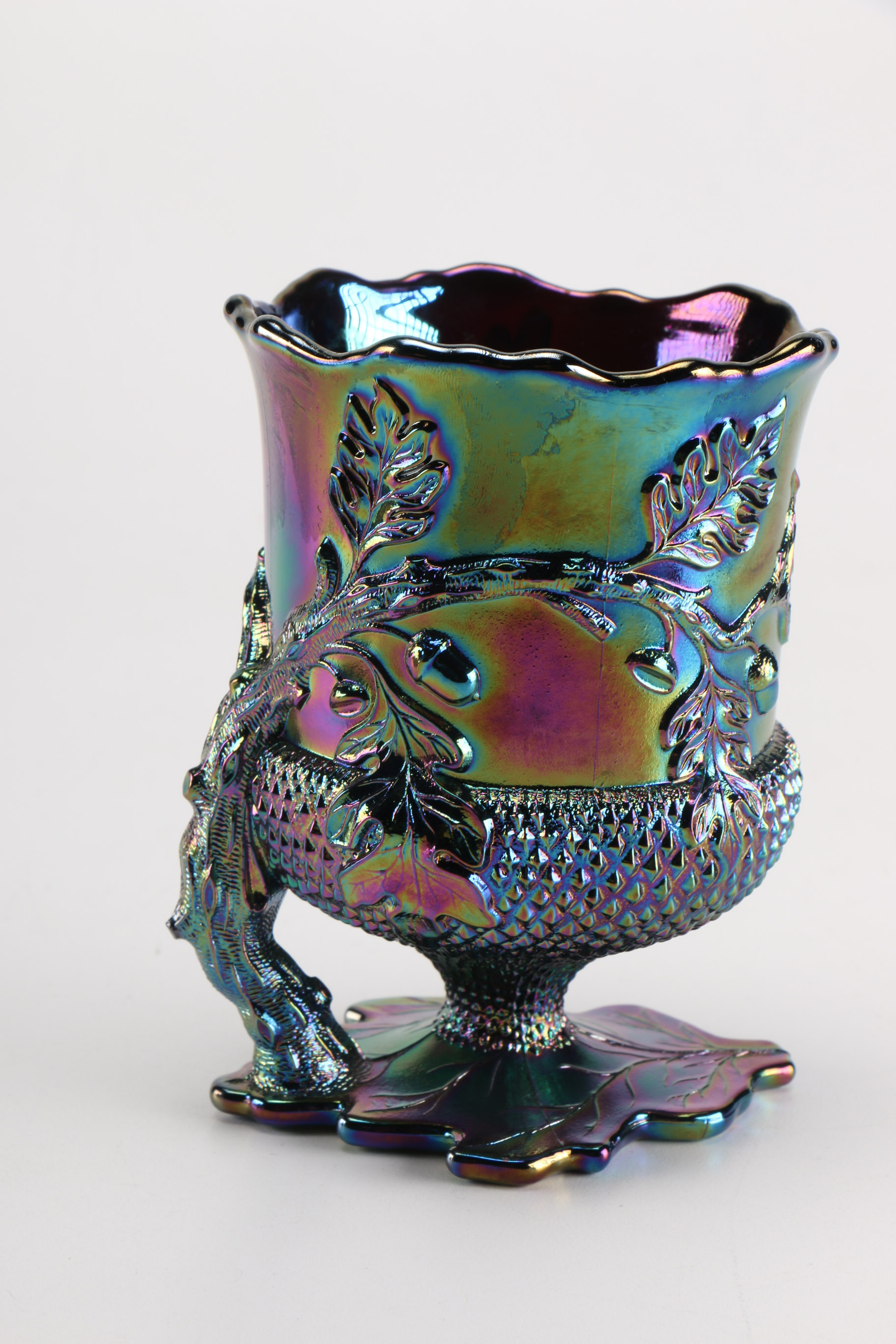 Carnival Glass Fenton Candy Dish and Mosser Footed Acorn Spooner EBTH