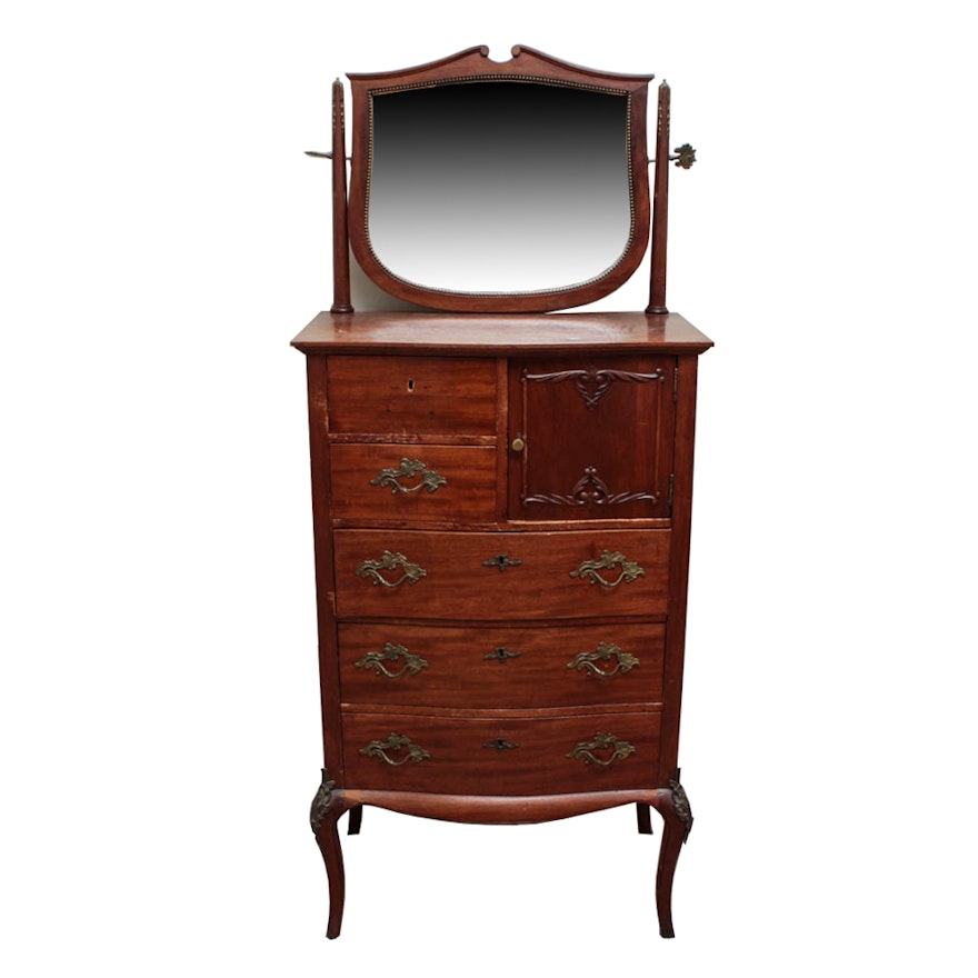 Antique Highboy Dresser With Hatbox Ebth Antique Highboy Dresser With Hatbox