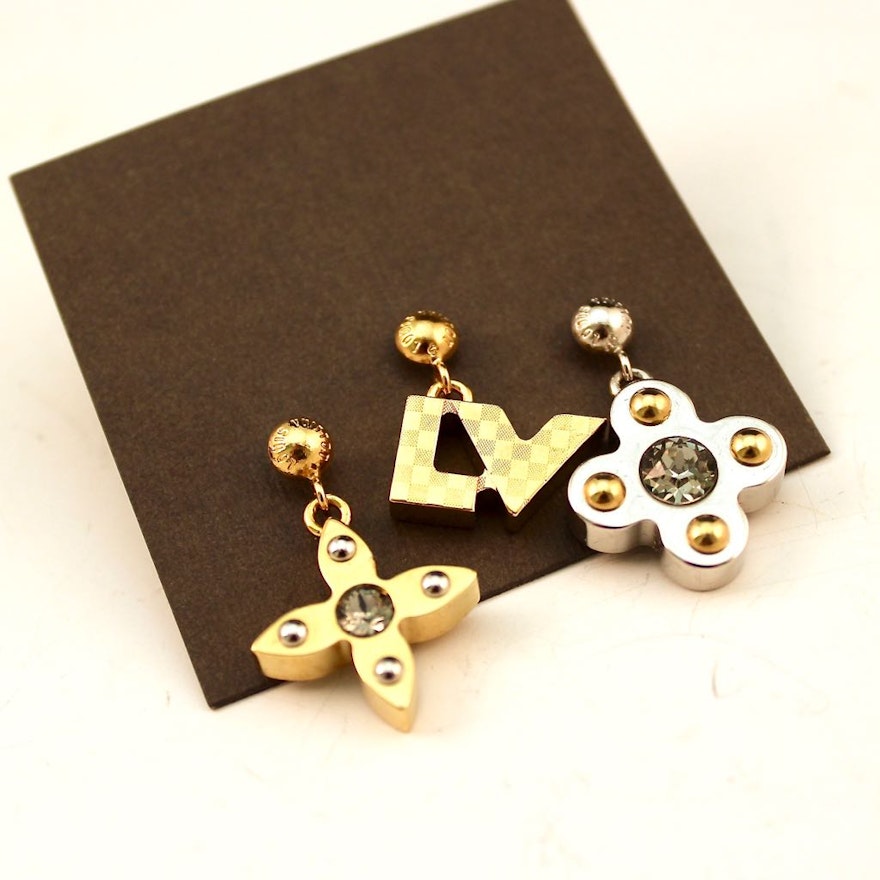 Louis Vuitton Love Letters Fashion Earrings Set of Three