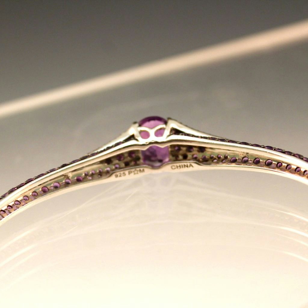 Sterling Hinged Bracelet With Natural Gemstones | EBTH