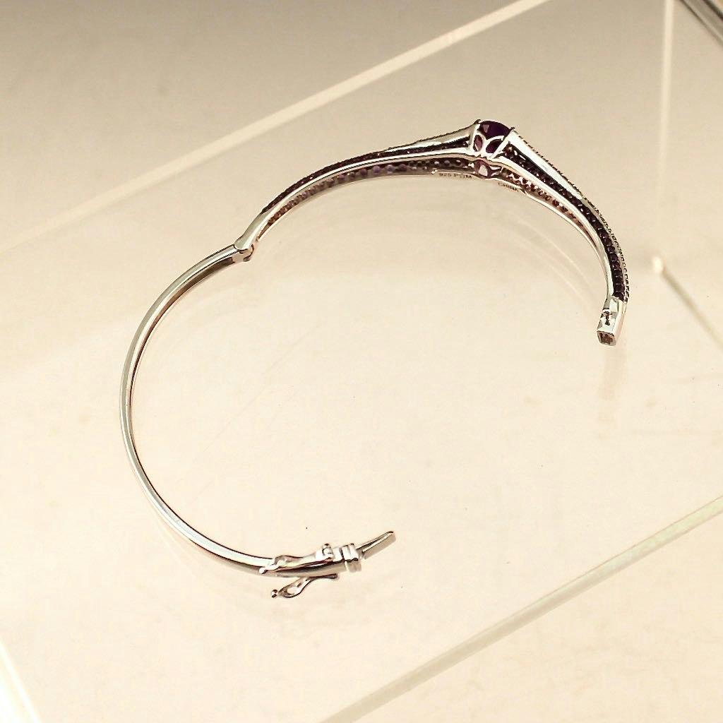 Sterling Hinged Bracelet With Natural Gemstones | EBTH