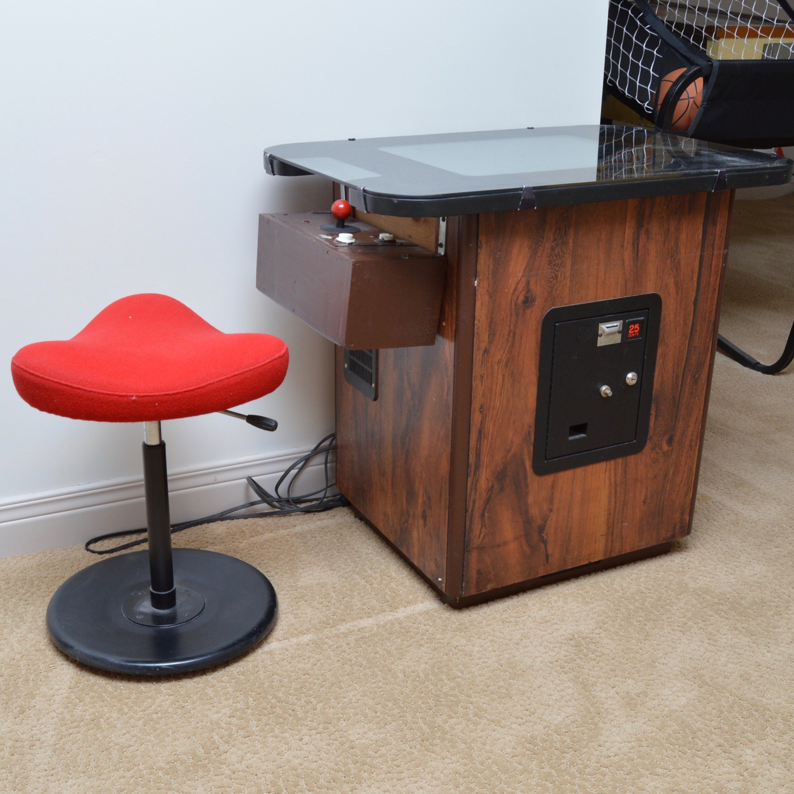 Vintage Ms Pac Man Arcade Game And Stool