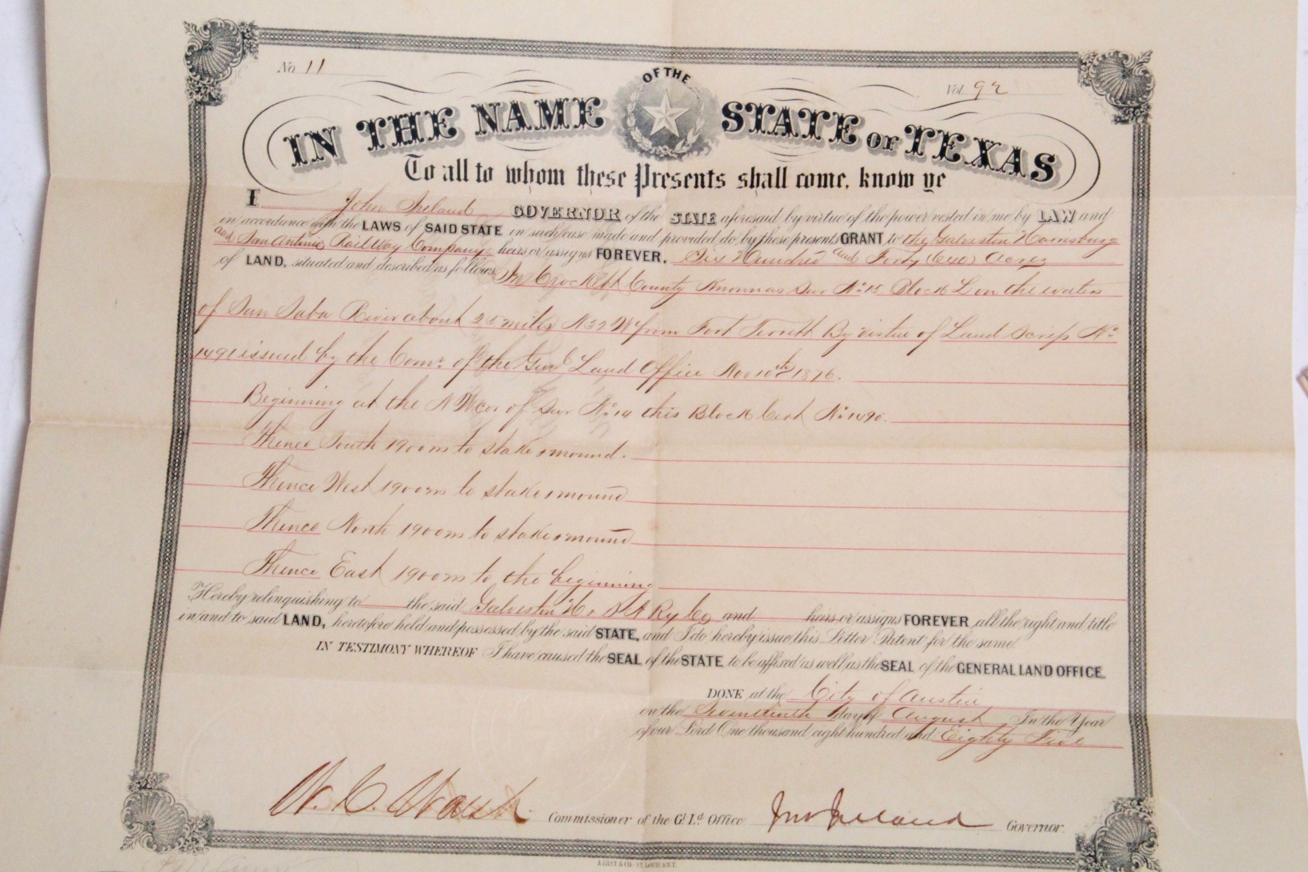 Collection of Texas Land Grants from Mid to Late 1800s EBTH