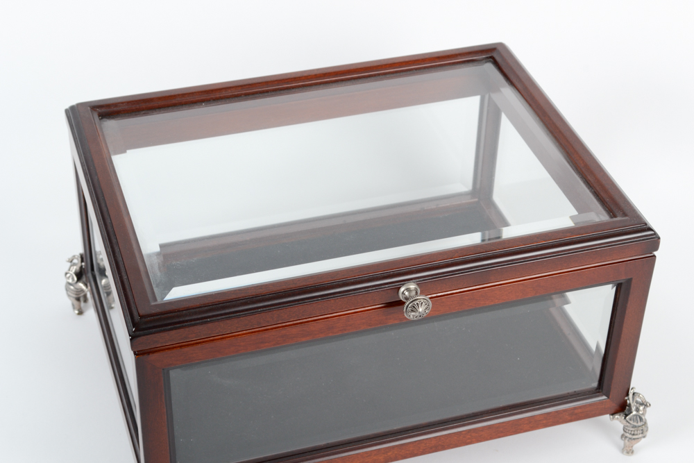 Bombay Company Glass and Wooden Display Box with Elephant Feet EBTH