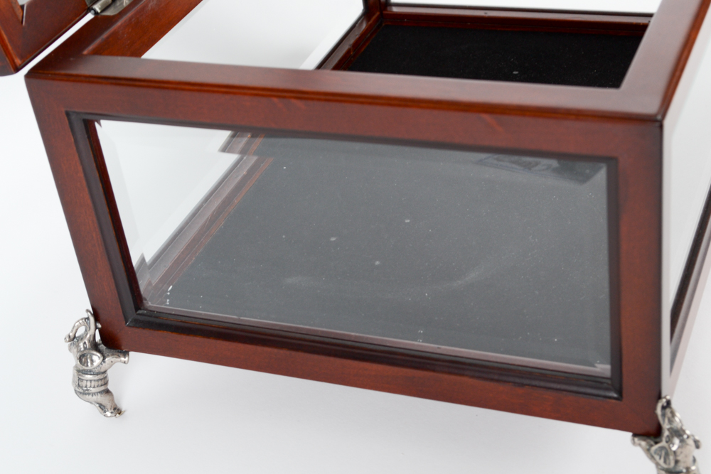 Bombay Company Glass and Wooden Display Box with Elephant Feet EBTH